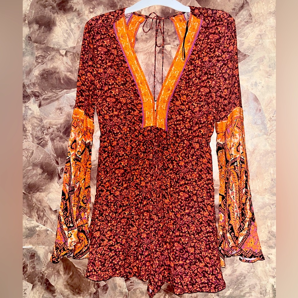 Free people Bell sleeve romper sz xs